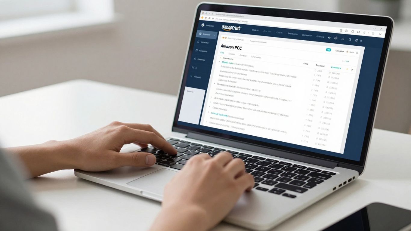 Amazon PPC audit checklist on a laptop screen.