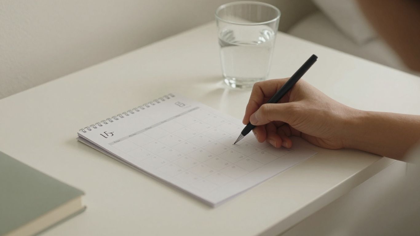 Calendário menstrual e anotação de sintomas