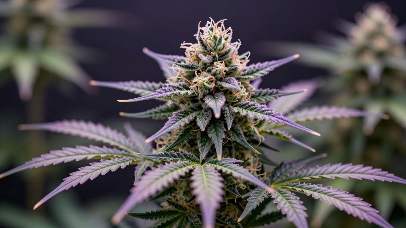 Northern Lights cannabis strain buds with purple and green hues.