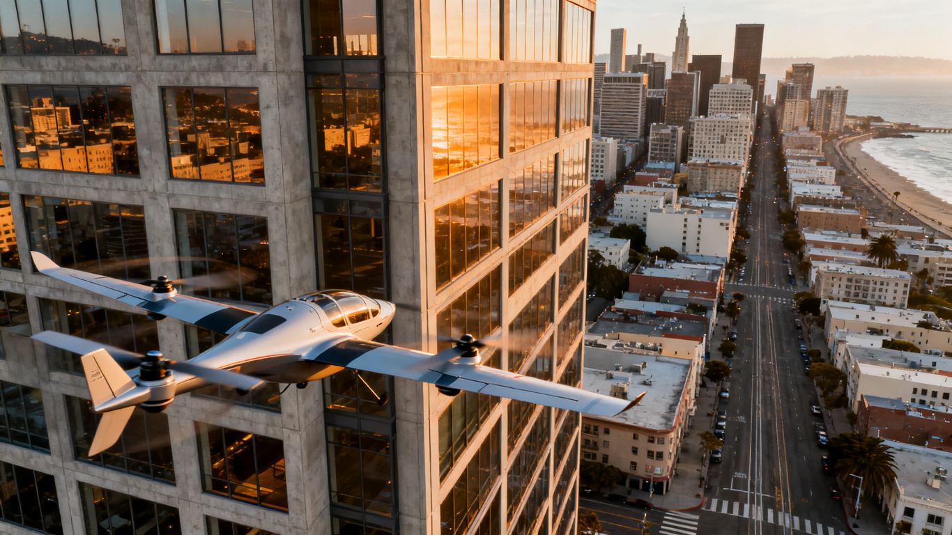 Drone viewing downtown San Francisco facade