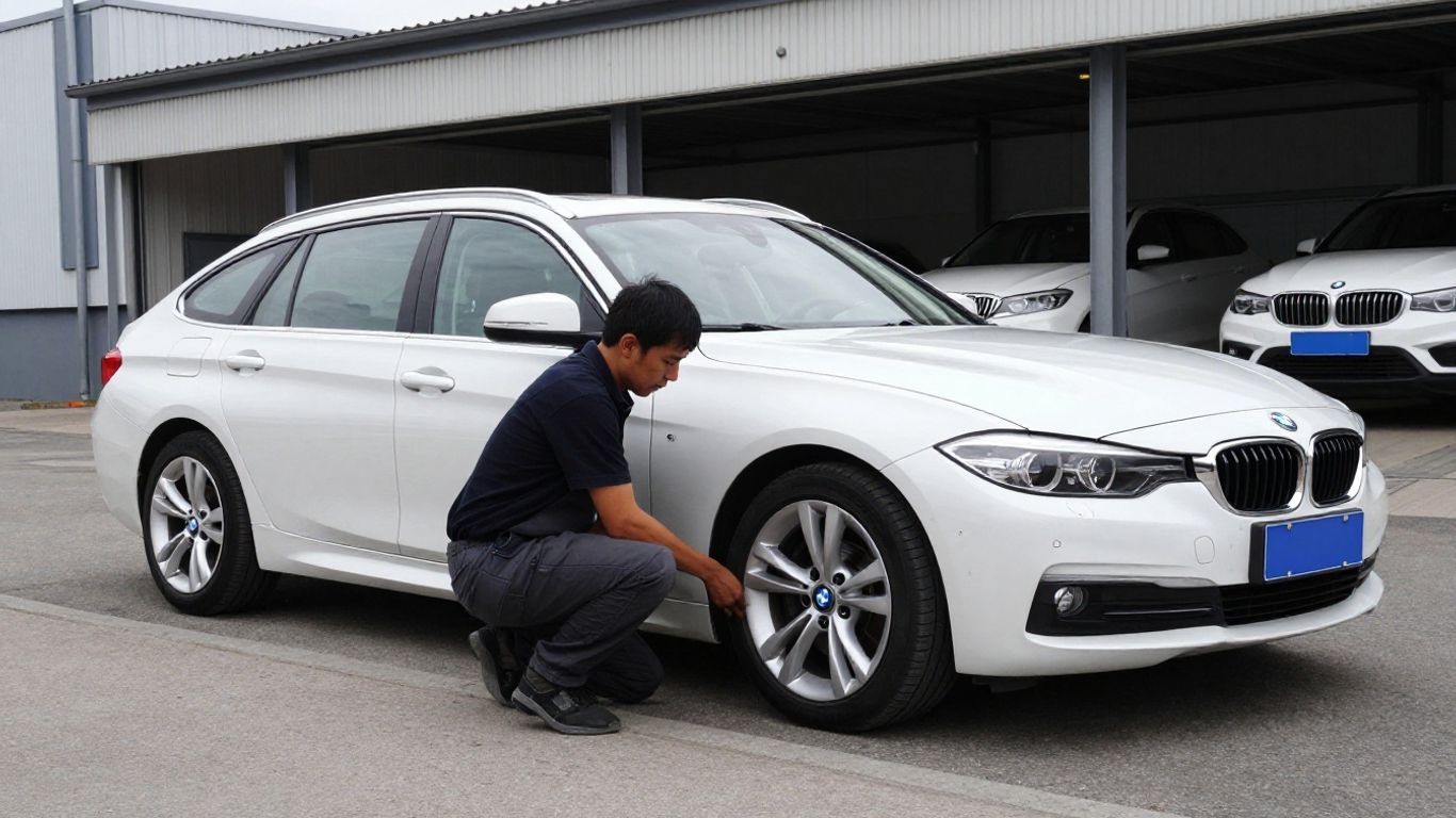 Gebrauchter BMW 3er auf einem Prüfplatz