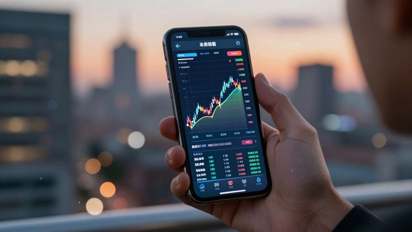 Persona usando app de finanzas en smartphone.