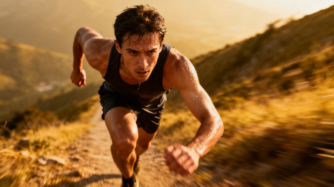 Runner pushing through a difficult uphill race section.