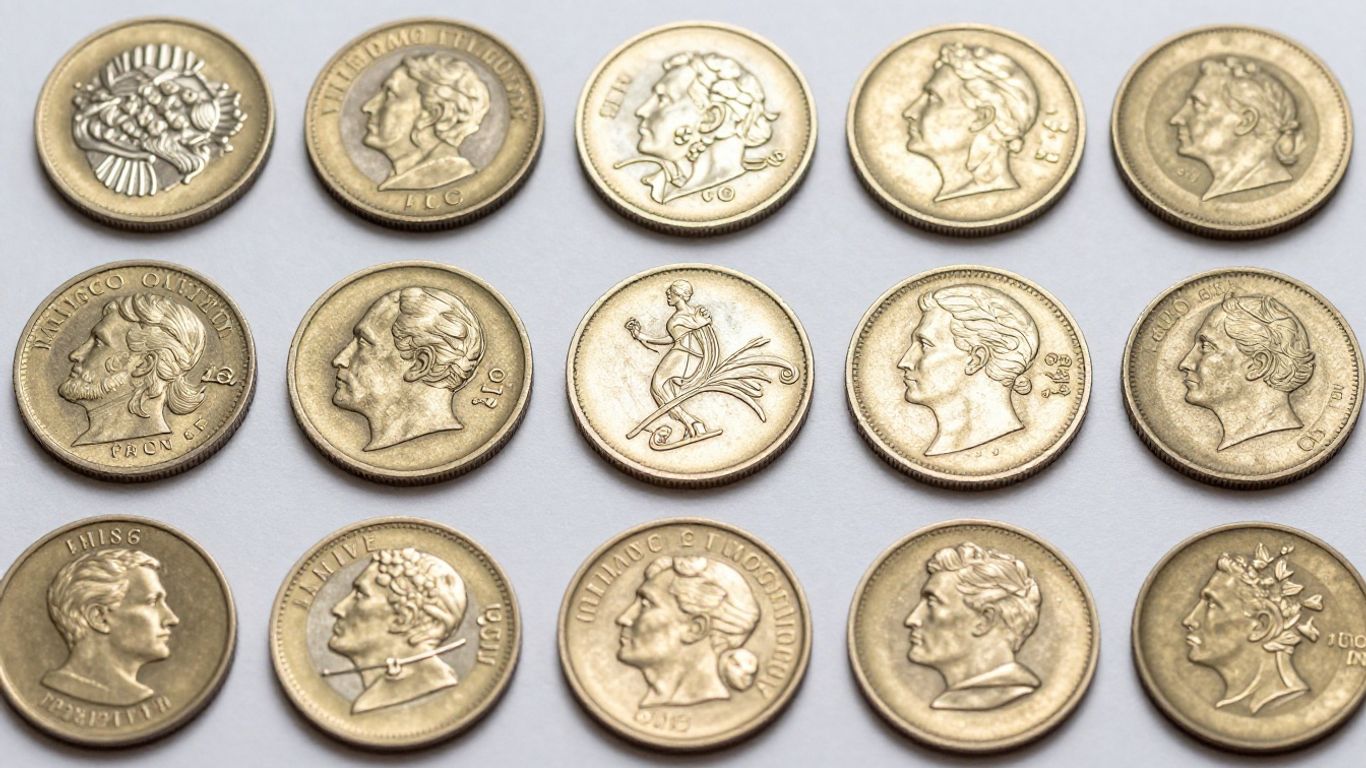 Coins organized by condition and grade level.