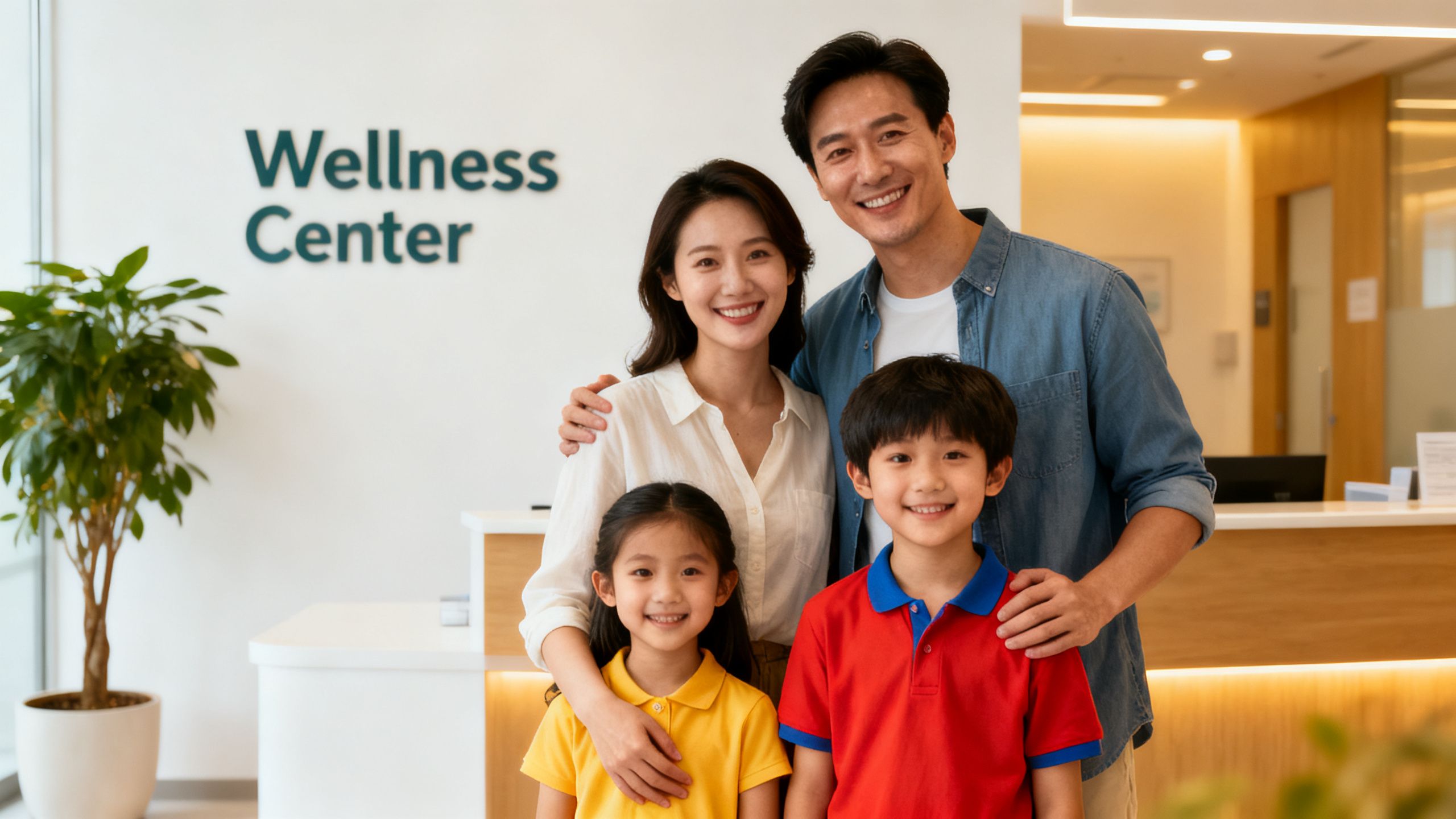 Happy family at a recent wellness visit