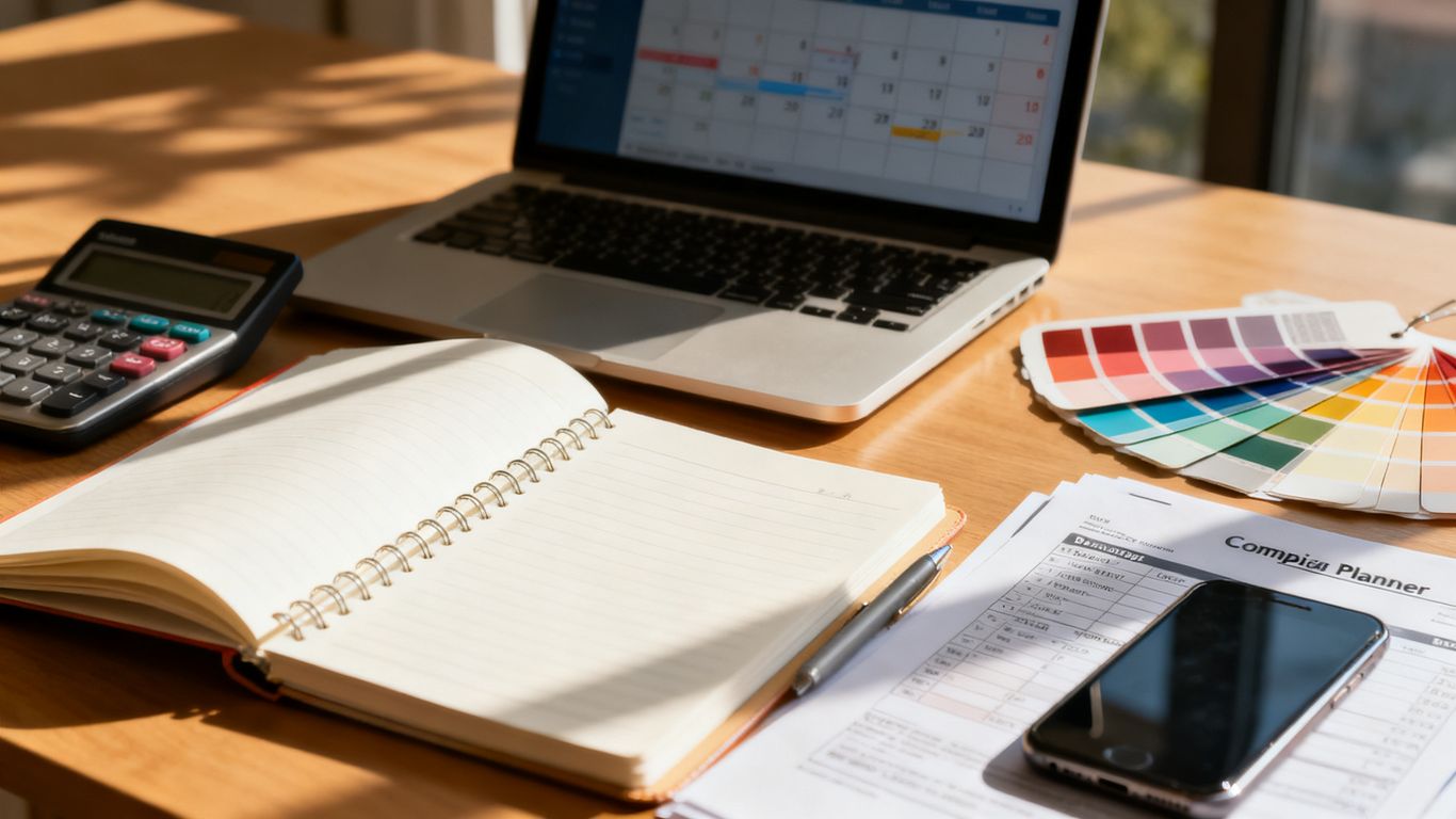 Budget notes beside a creator campaign calendar