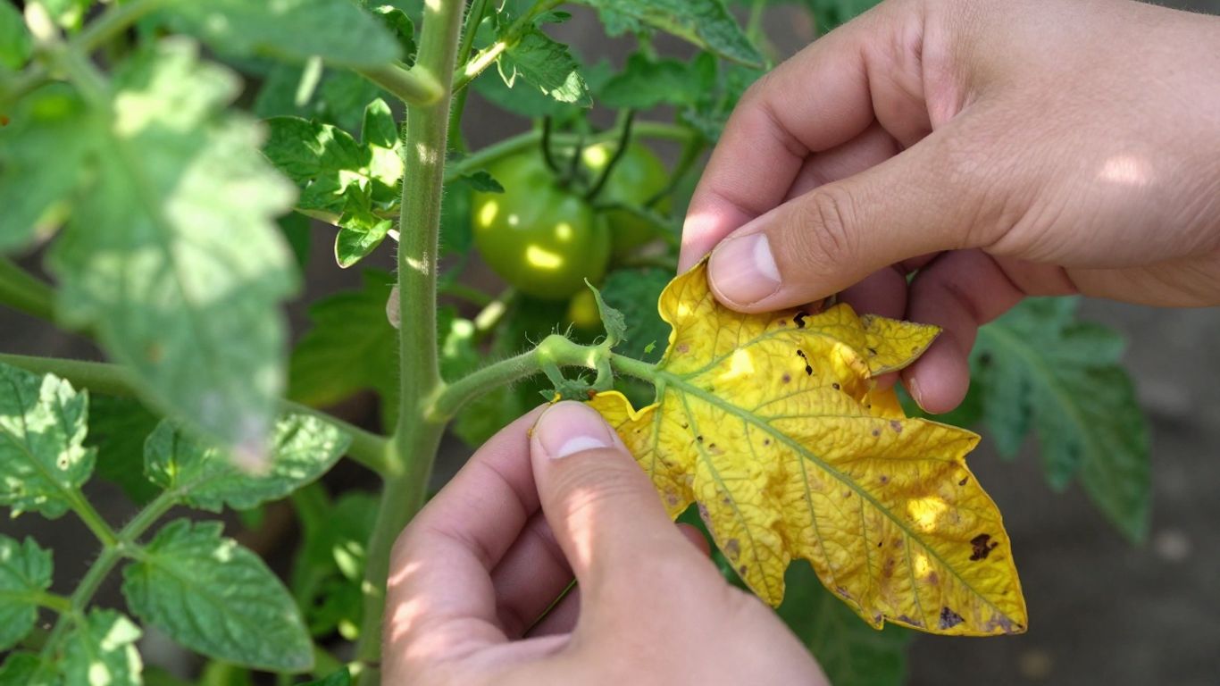 Tomatenpflanzen nach dem Entlauben mit gesunden grünen Blättern.