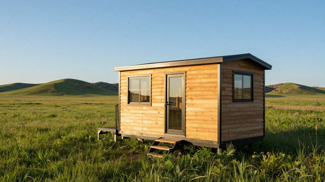 Tiny house in South Dakota landscape