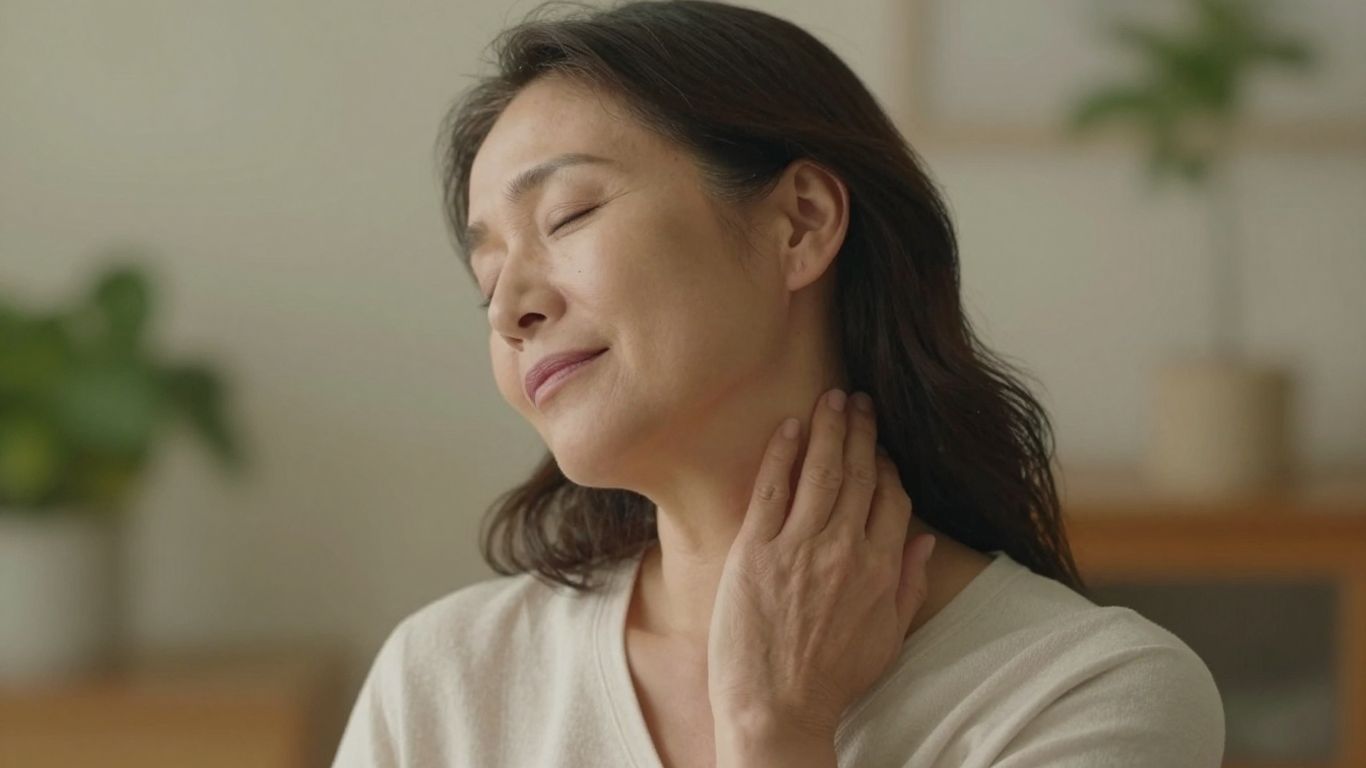 Mulher em harmonia com as mudanças da menopausa.