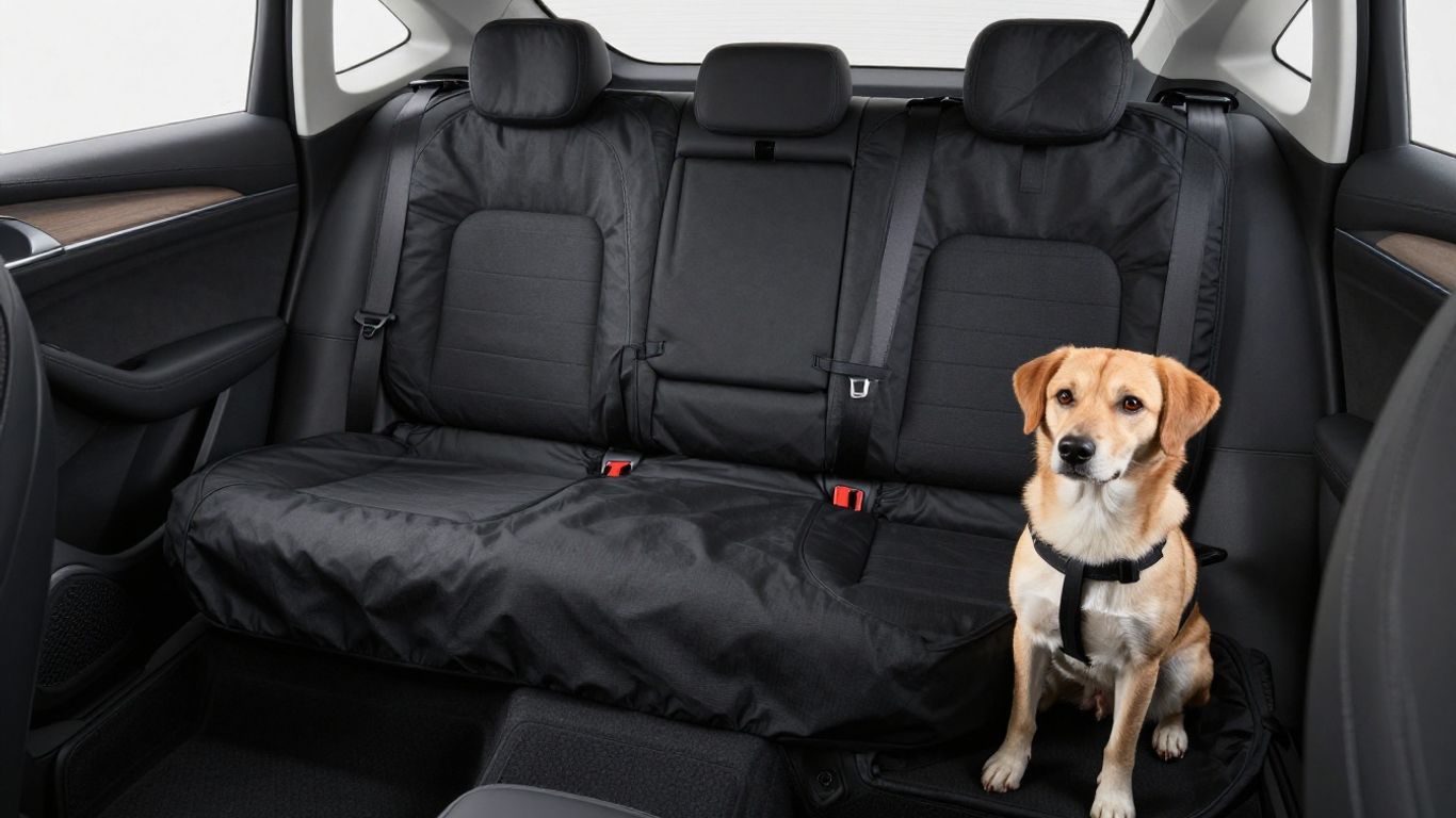 Rear seat dog cover fitted inside Tesla