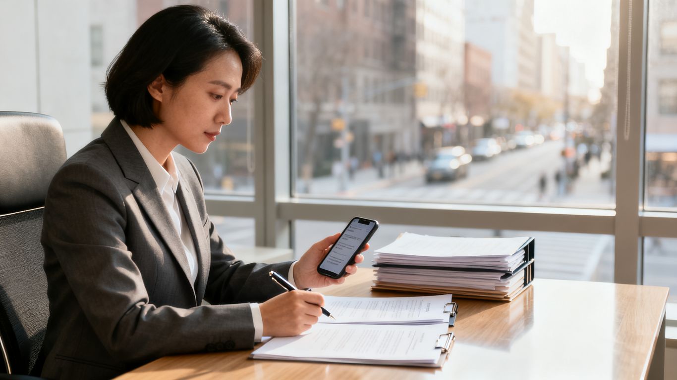 Lawyer reviewing client feedback