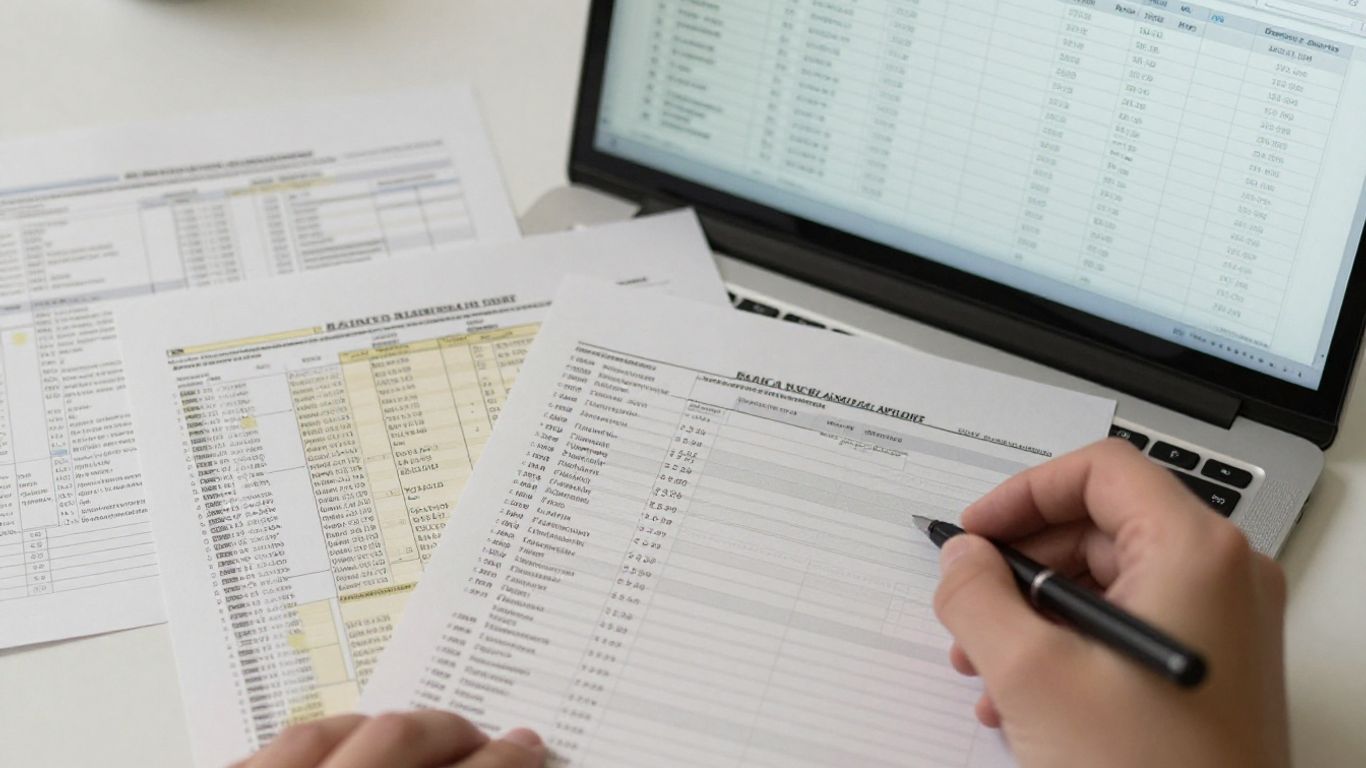 Bank statement pages beside structured transaction records
