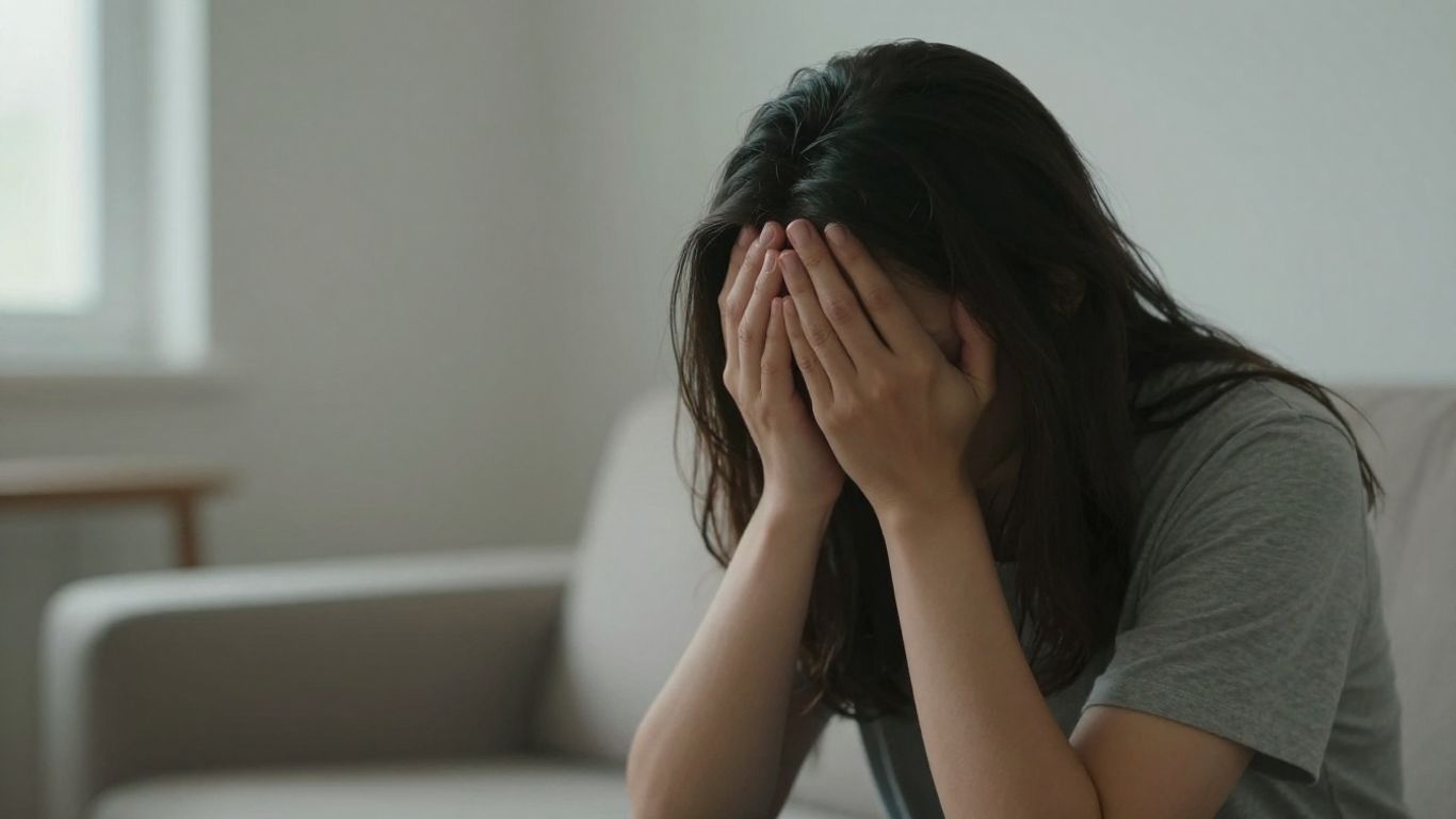 Pessoa com a cabeça entre as mãos, expressando ansiedade.