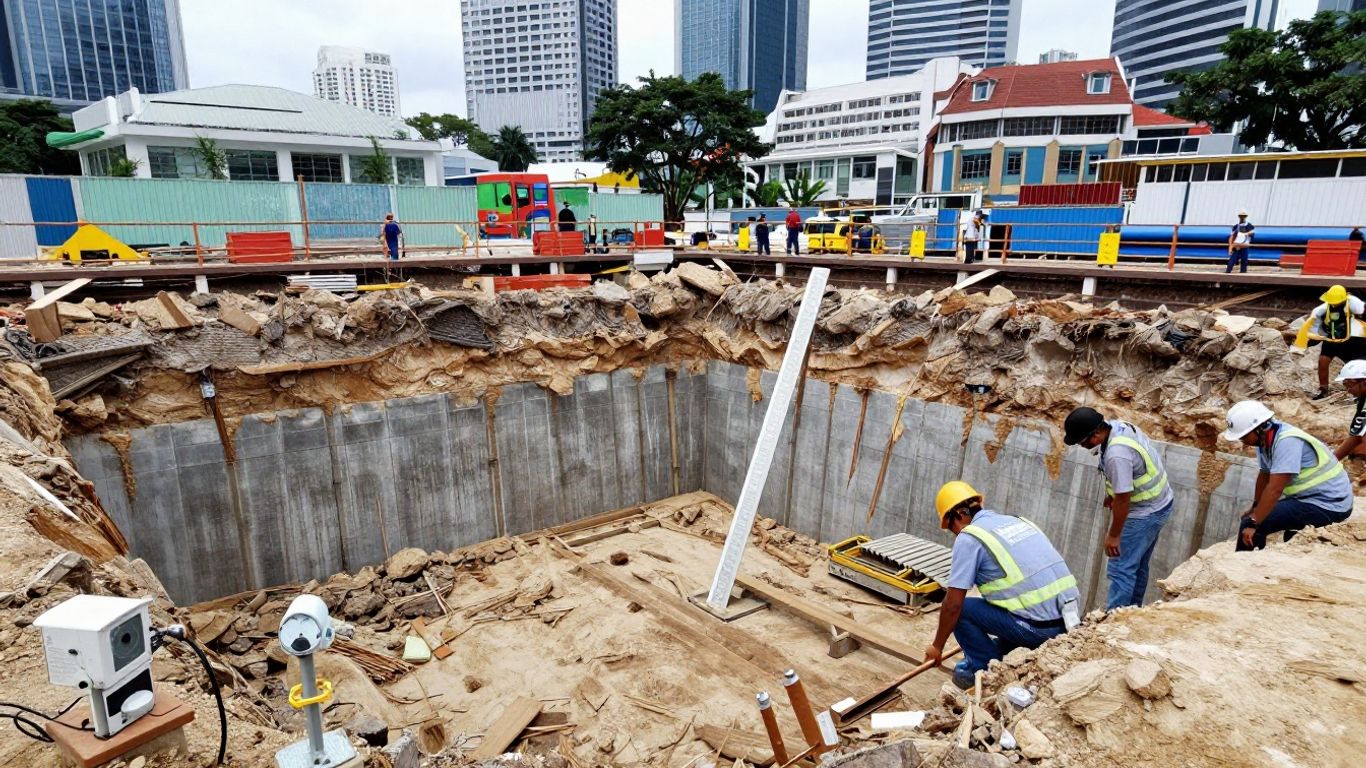 Finite element model of marine clay excavation support