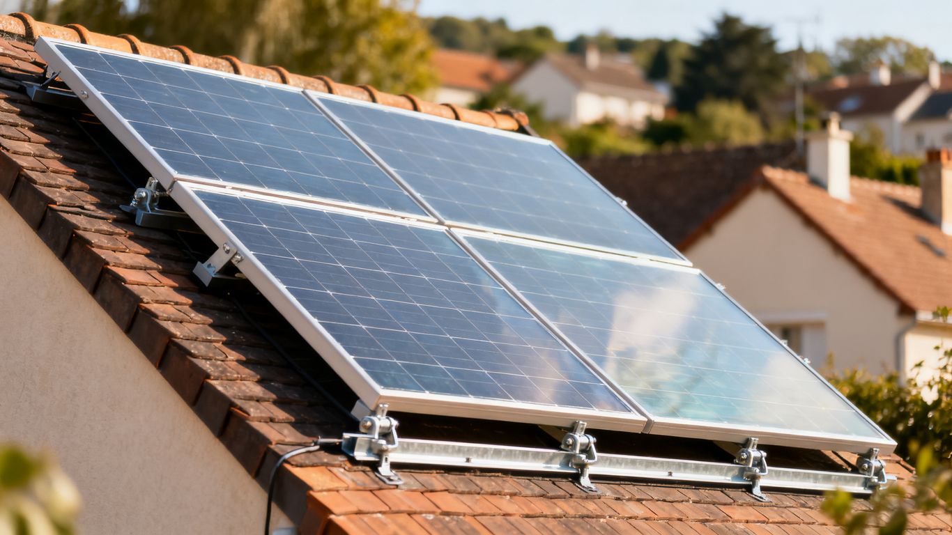 Détail de panneaux solaires et de leur structure