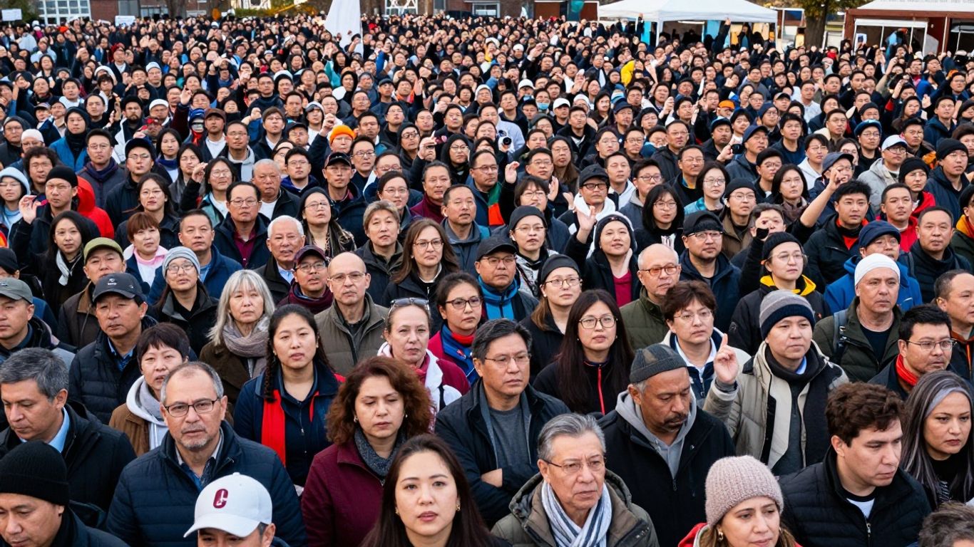 Multitud diversa de personas unidas en un evento global.
