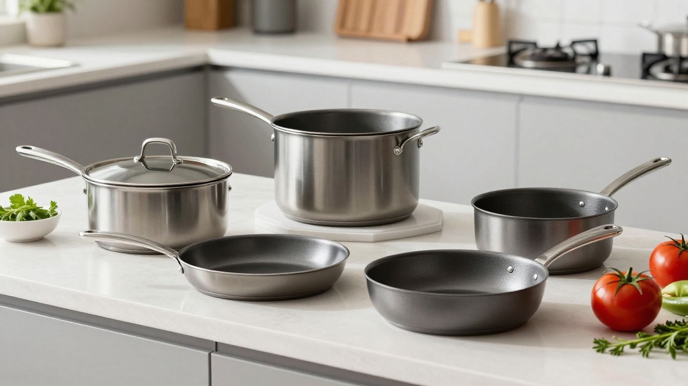 Ollas y sartenes de cocina para Airbnb.