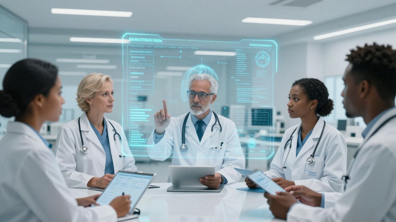 Healthcare professionals using AI integrated with EHRs.