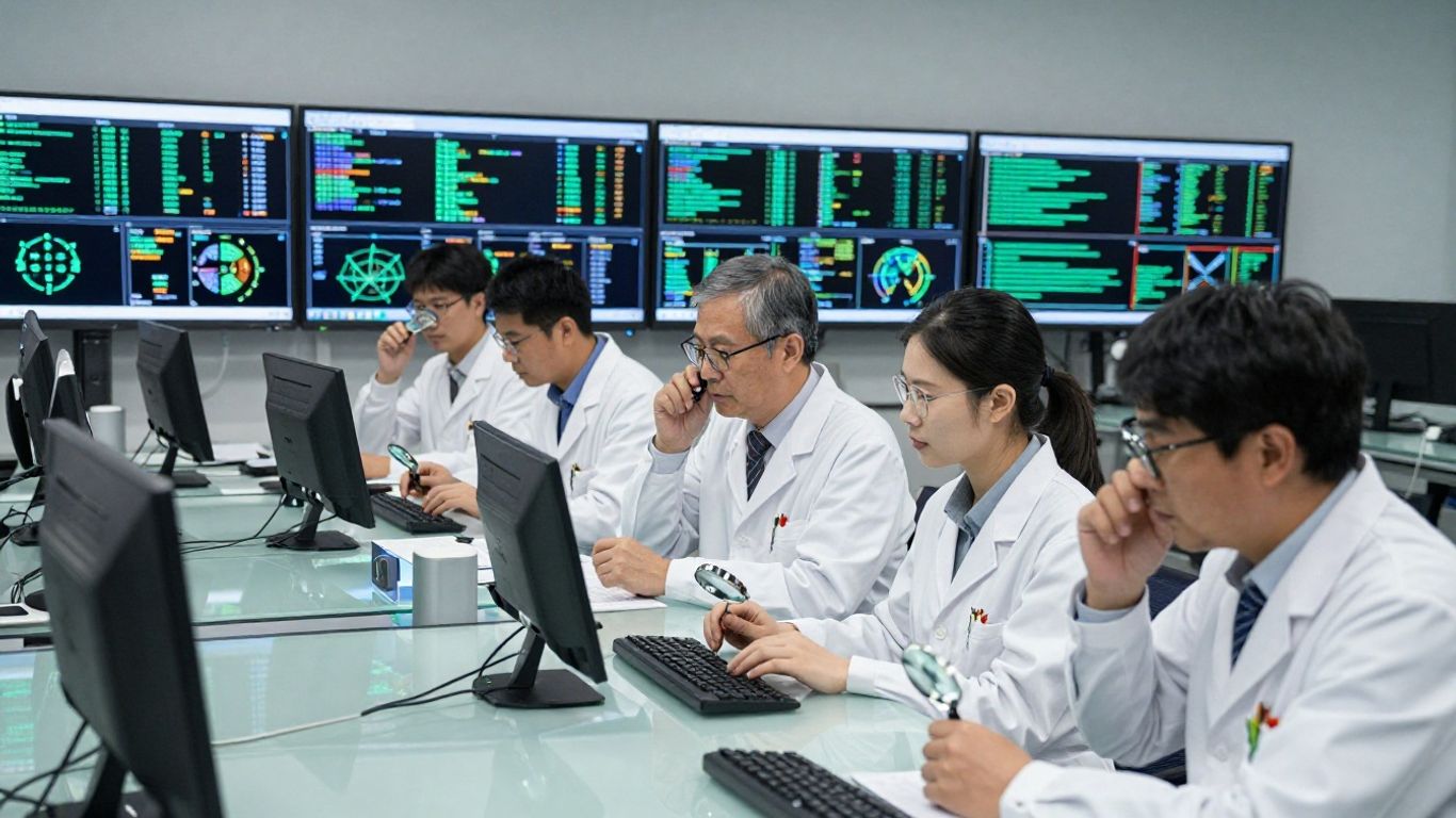 Un grupo de expertos revisando documentos de seguridad