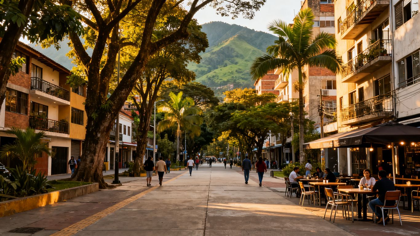 Tree-lined streets and cafés in Laureles