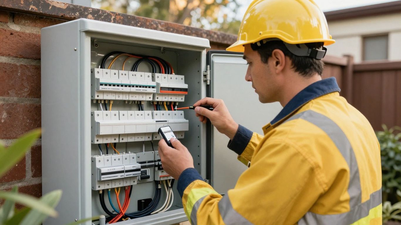 Licensed installer checking residential battery wiring