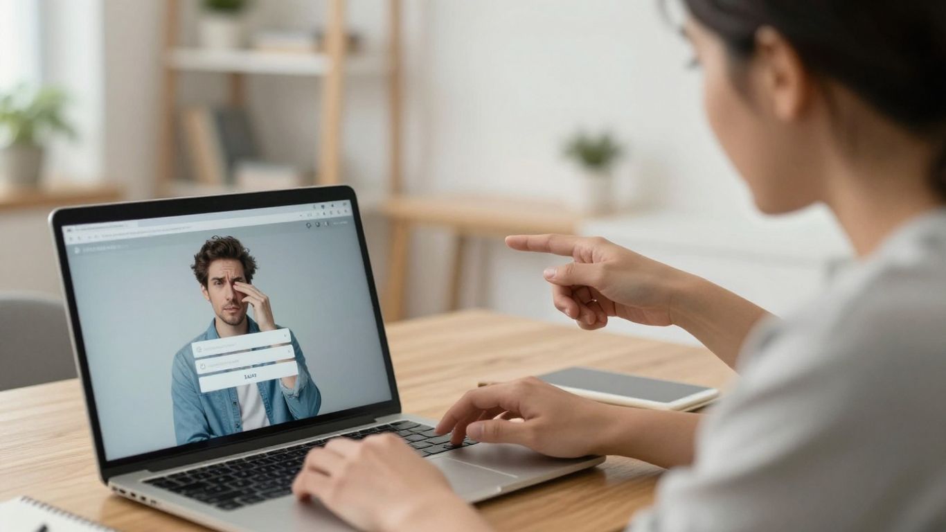 Person helping another with a Justfly login issue on a laptop.