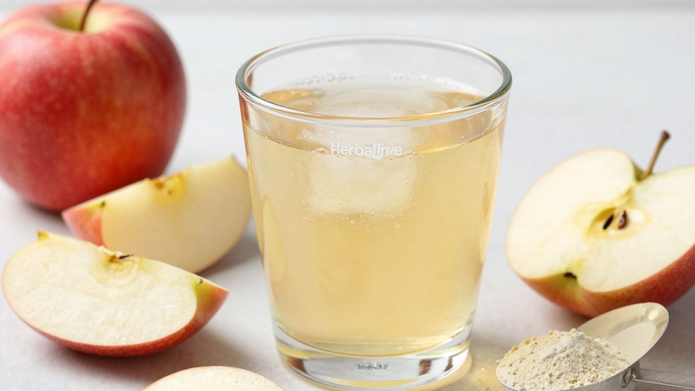 Herbalife Active Fiber Complex apple flavor drink with apples