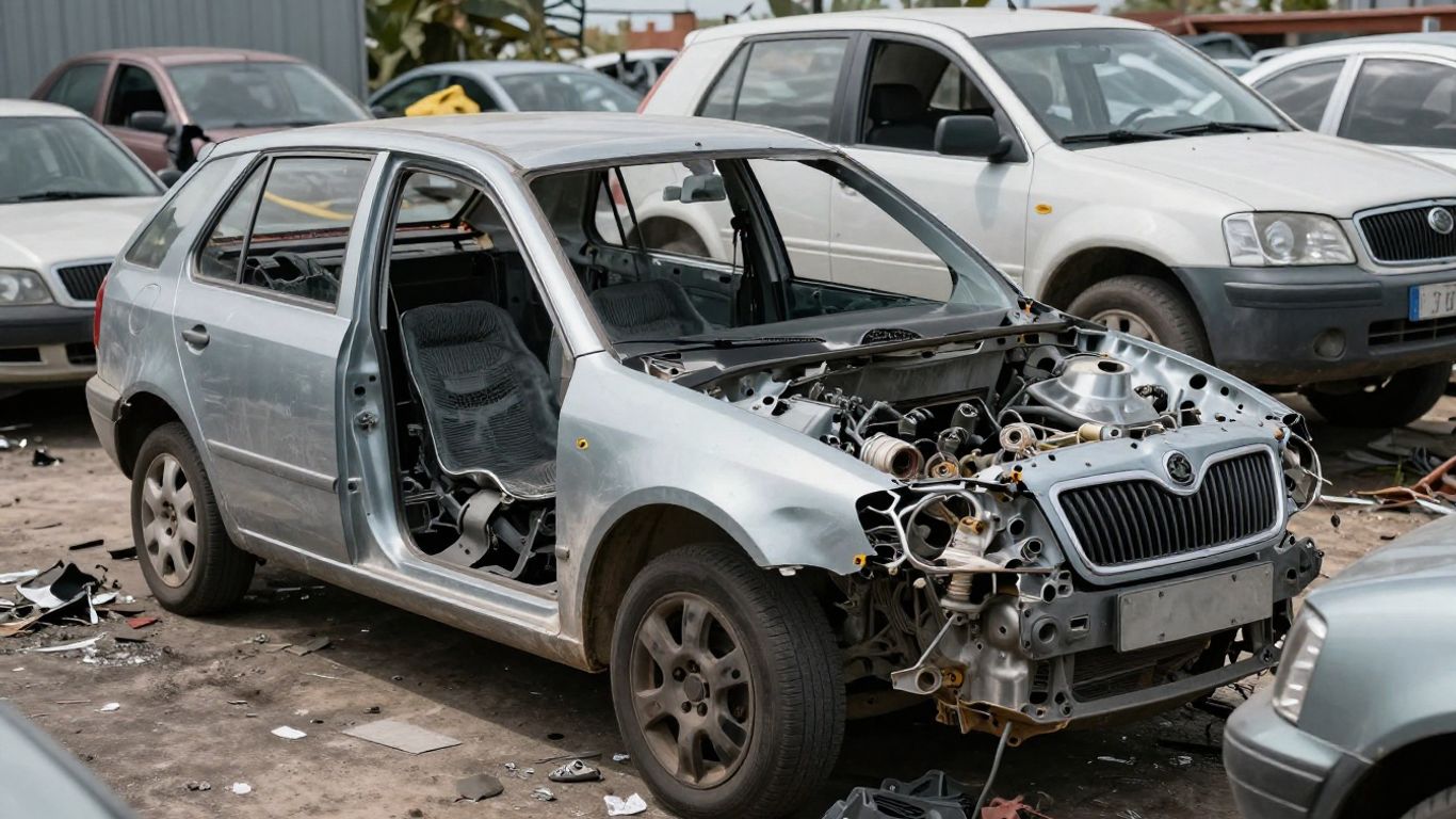 Skoda car parts at a Sydney car recycler.