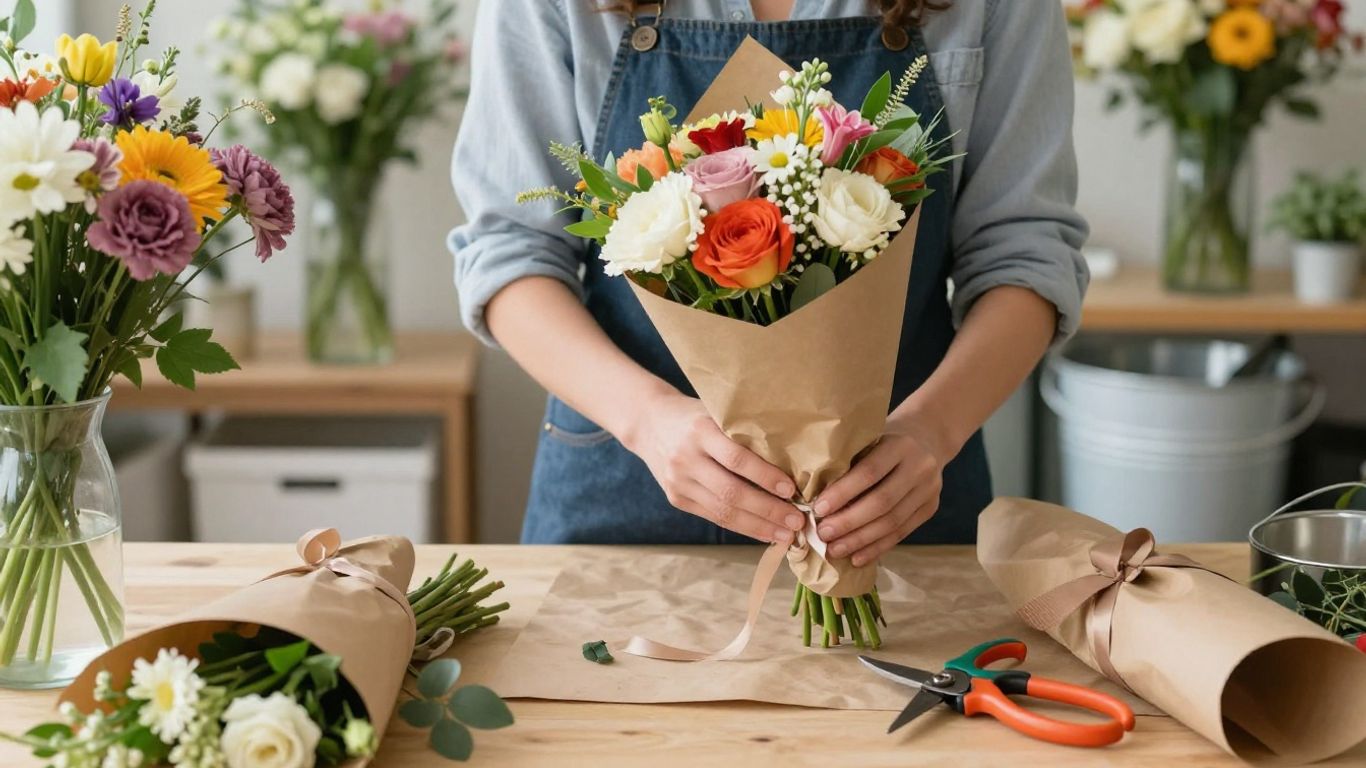 Florist preparing flowers for Altona delivery