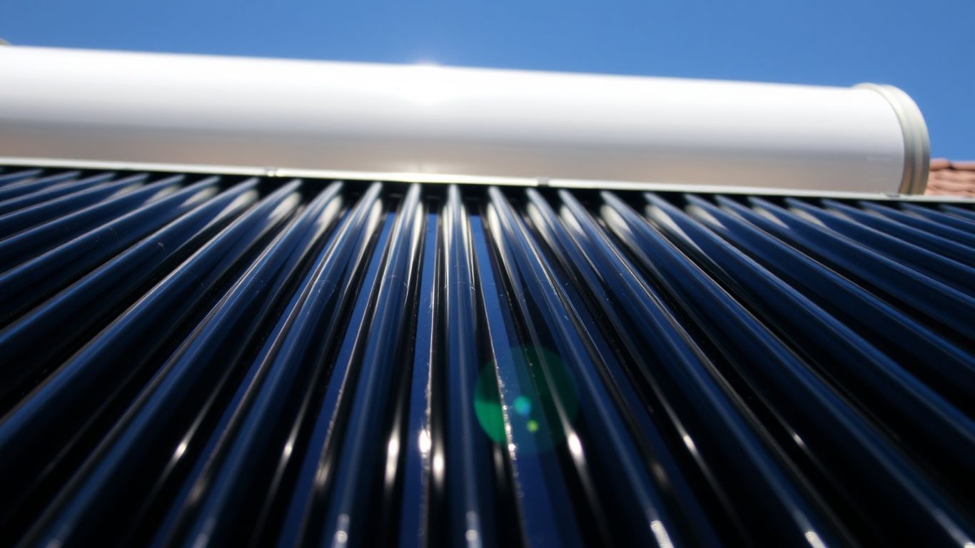 Panneau solaire pour chauffer l'eau, vue rapprochée.