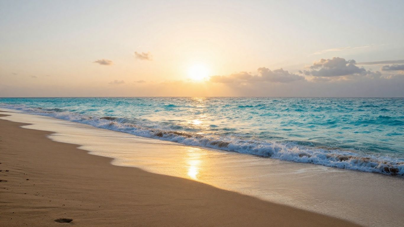 Golden sunrise over the beach