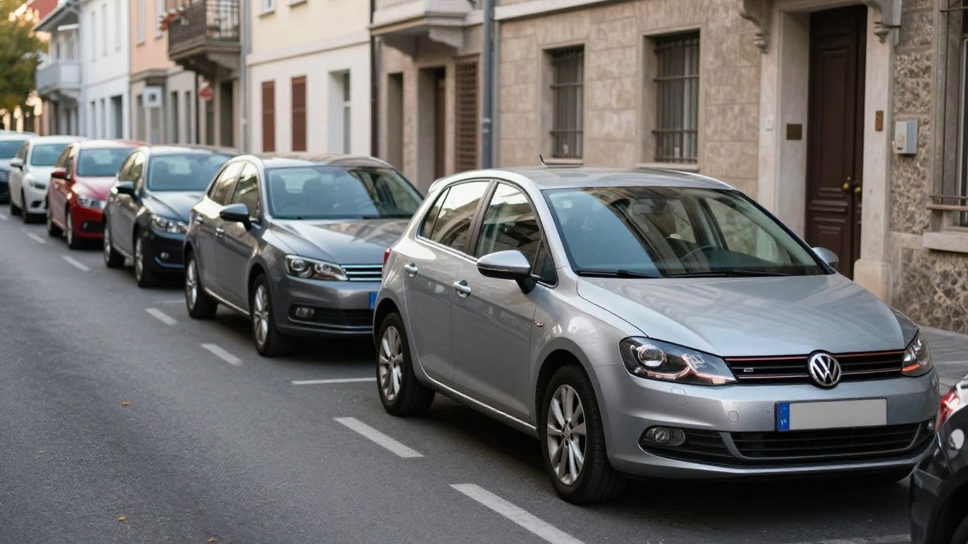 Kleinwagen auf ruhiger Straße im Tageslicht
