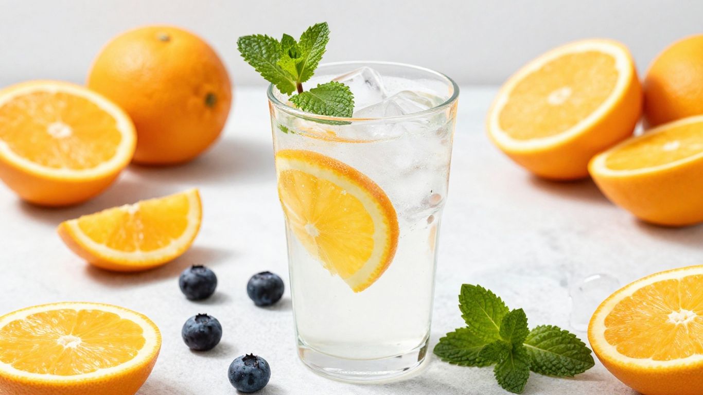 Sugar-free electrolyte drink with fruits and mint.