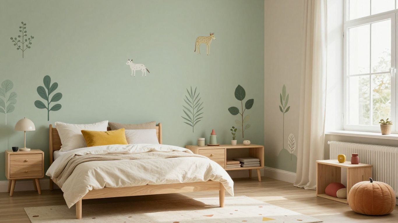 Chambre d’enfant aux teintes naturelles et solaires