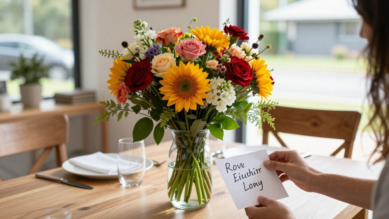 Colorful flowers arranged for a thoughtful surprise