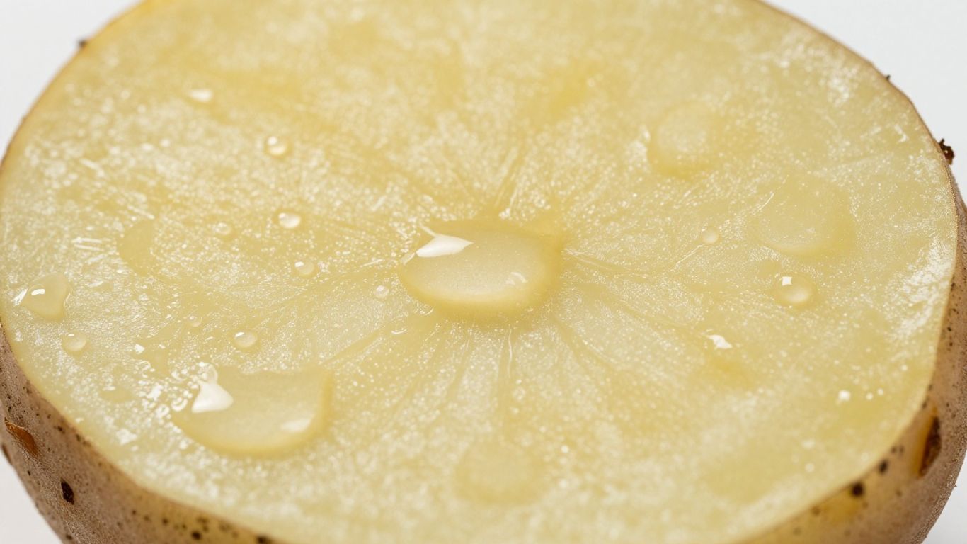 Aardappel doorsnede met vochtige textuur, biologie experiment.
