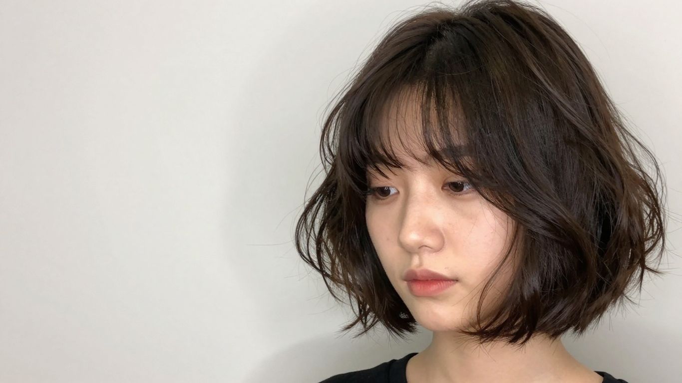 Woman with midi bob haircut for thinning hair