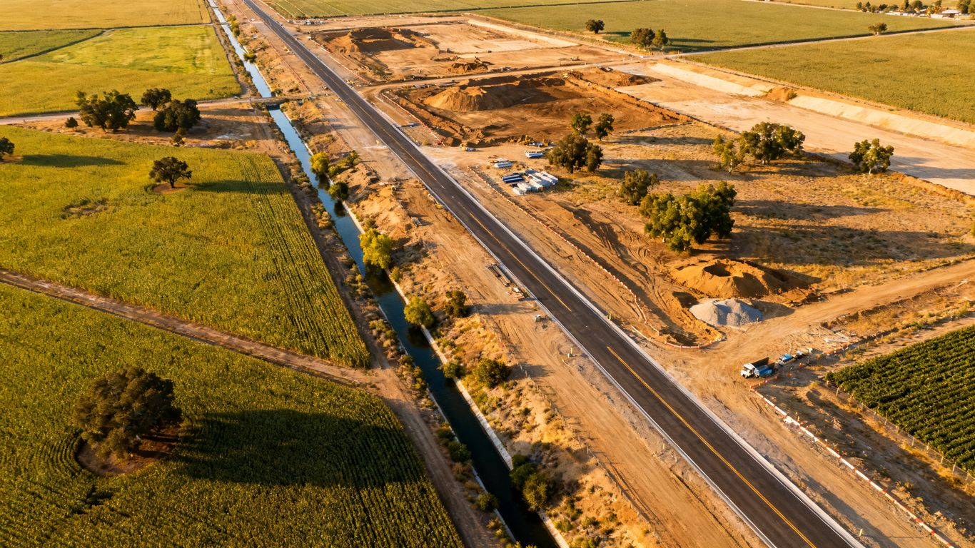 Central Valley civil engineering site from above