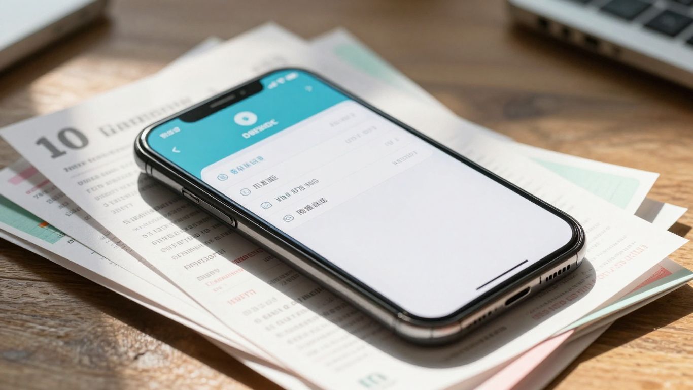 Smartphone scanning receipts for digital organization.