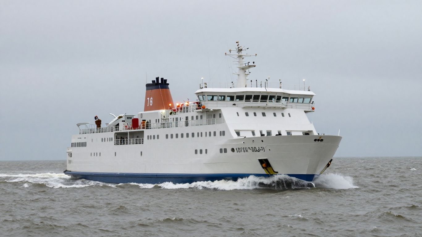 Ferry sailing across the North Sea.