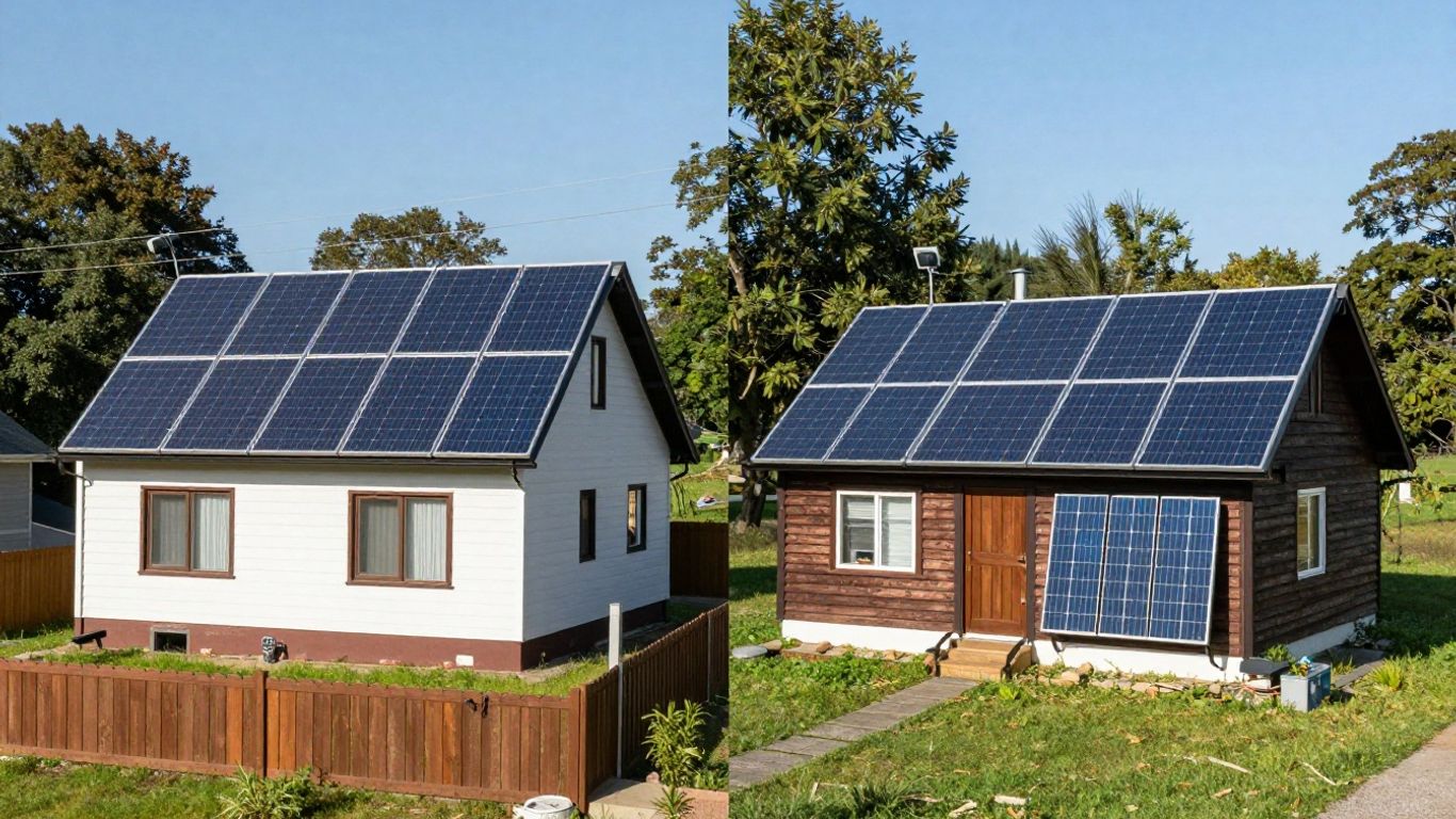On-grid and off-grid solar panel systems comparison.