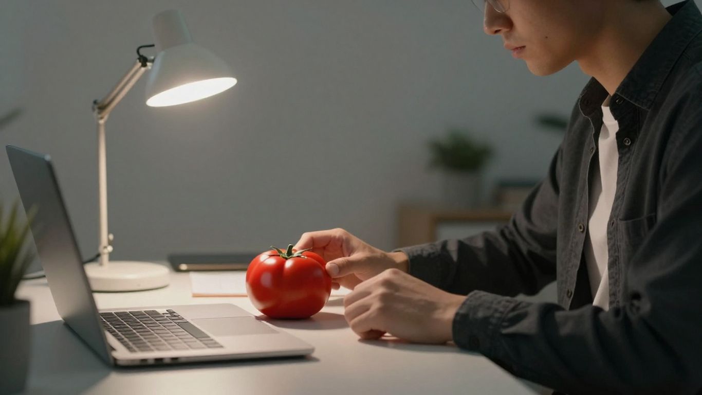 Programmer using Pomodoro timer for productivity