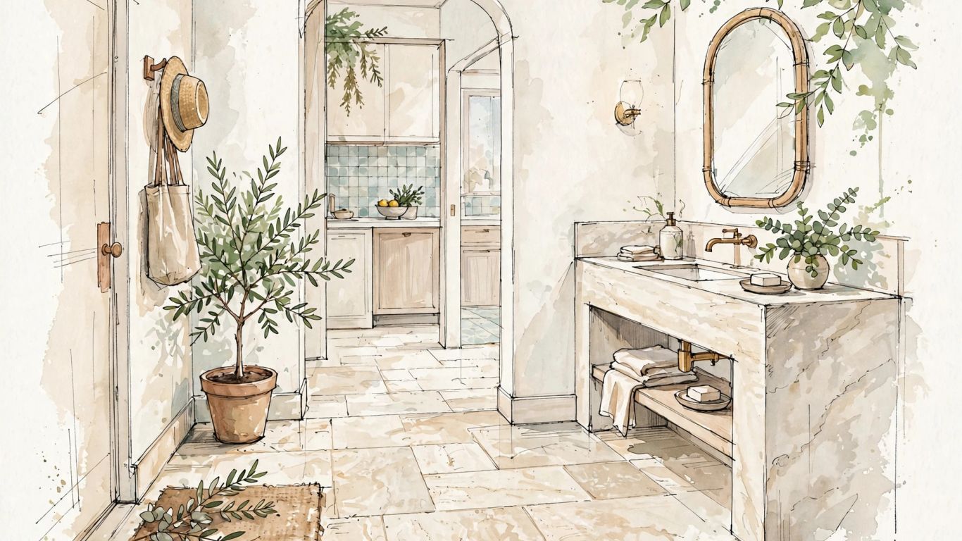 Ivory travertine used across home applications