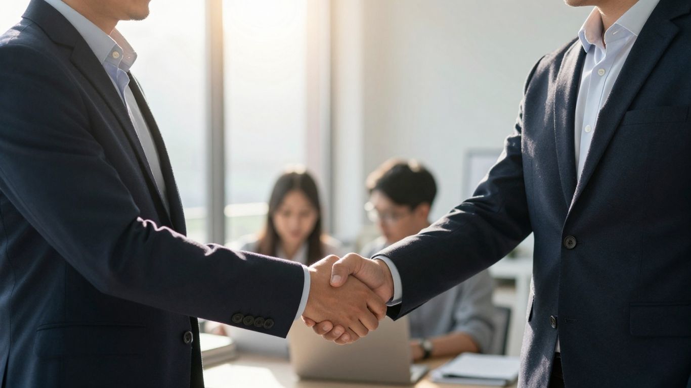 Handshake symbolizing partnership and financial growth.