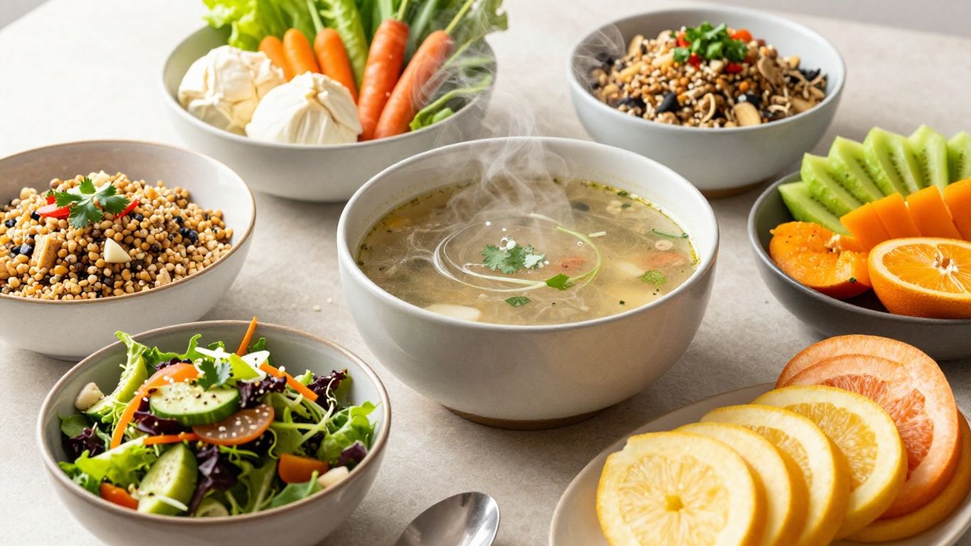 Colorful vegetarian dishes for a balanced diet.