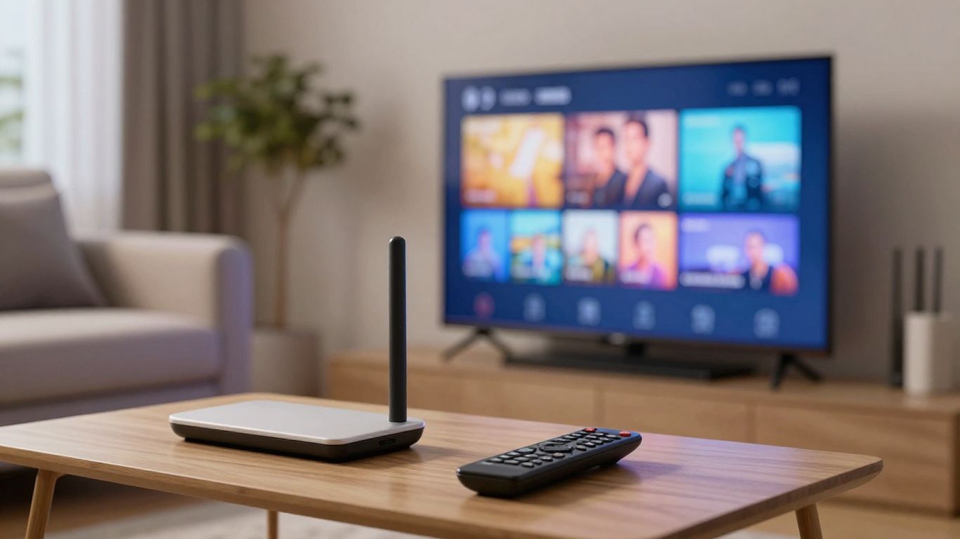 Living room television showing live streaming
