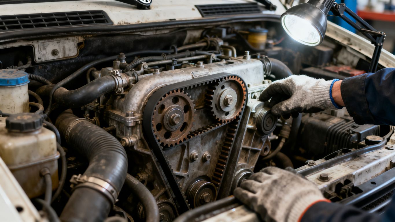 VW T4 2.5 TDI Motorraum bei der Prüfung
