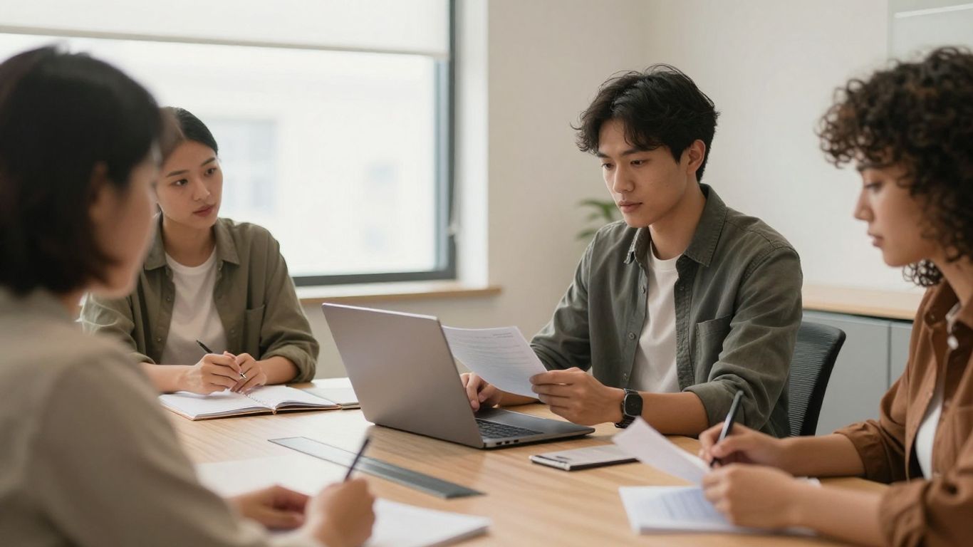 Employees preparing for important workplace conversations