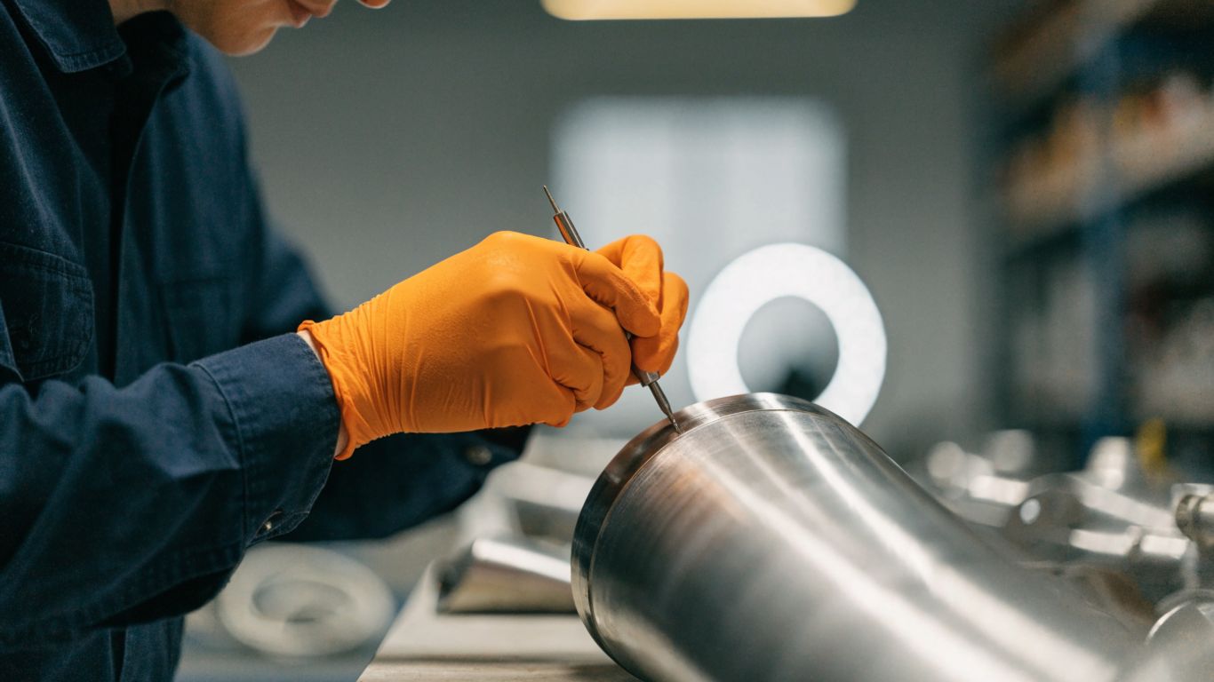 Quality specialist examining a verified automotive component