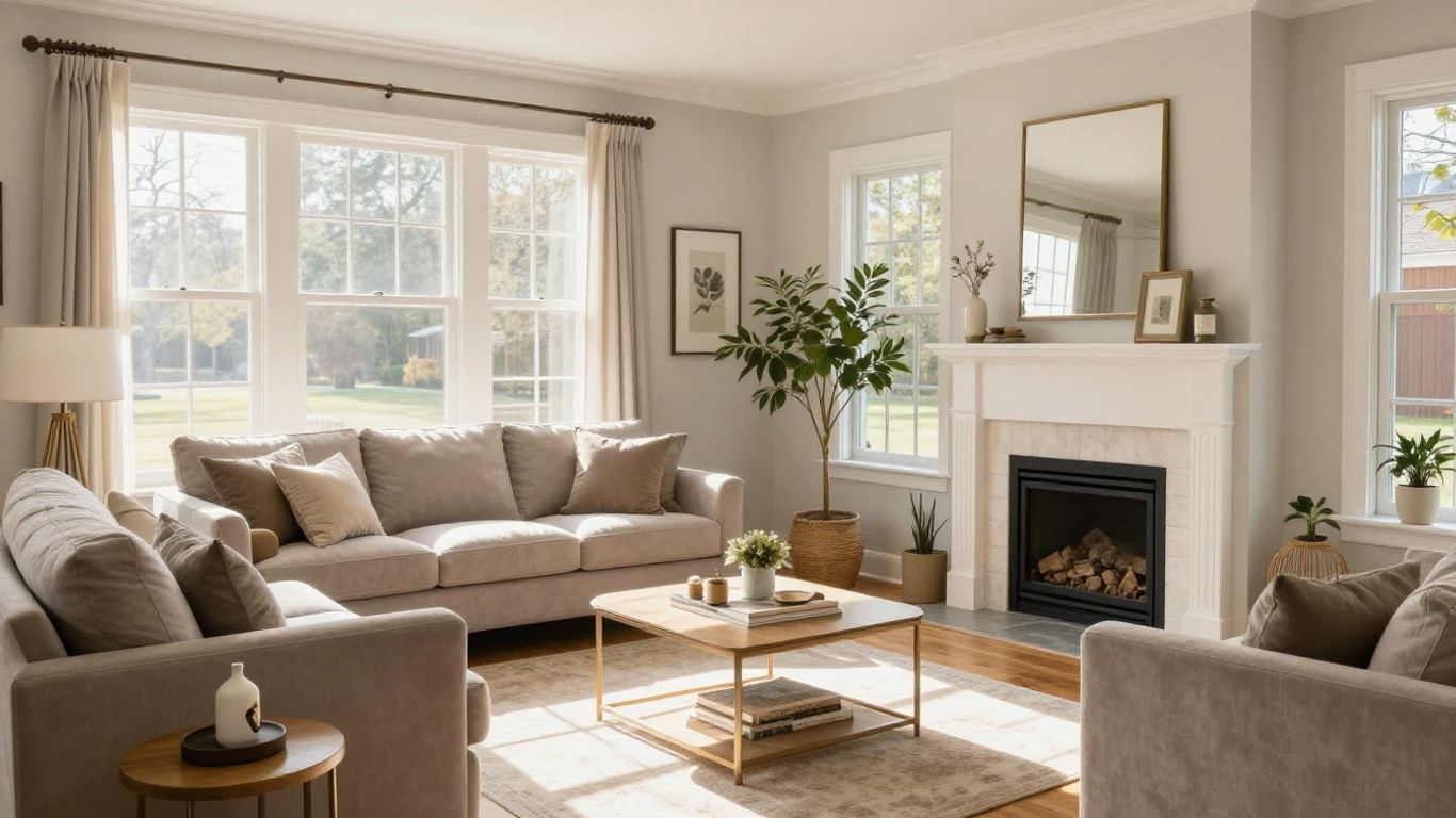 Modern living room makeover in Dacula, Georgia.